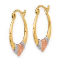 Thumbnail for 14k Two-tone w/White Rhodium Polished Satin & D/C Hoop Earrings