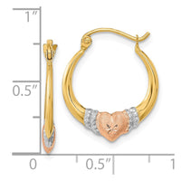 Thumbnail for 14k Two-tone w/White Rhodium Polished Satin & D/C Hoop Earrings