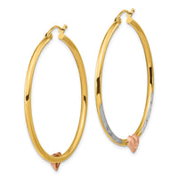 Thumbnail for 14k Two-tone with White Rhodium D/C Heart Hoop Earrings