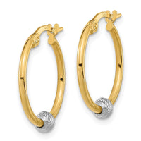 Thumbnail for 14k Two-tone Polished Diamond Cut Hoop Earrings