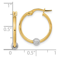 Thumbnail for 14k Two-tone Polished Diamond Cut Hoop Earrings
