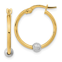 Thumbnail for 14k Two-tone Polished Diamond Cut Hoop Earrings