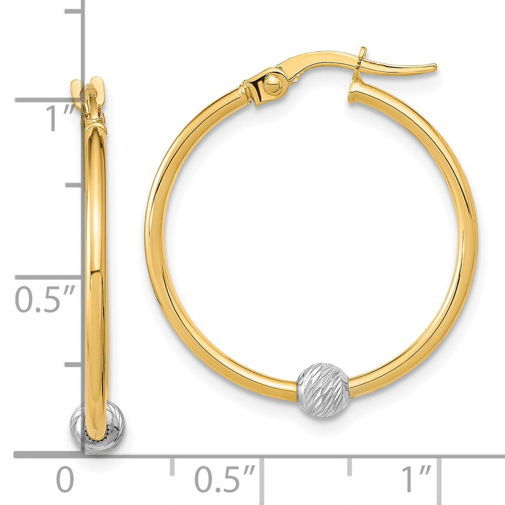 14k Two-tone Polished Diamond Cut Hoop Earrings