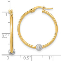 Thumbnail for 14k Two-tone Polished Diamond Cut Hoop Earrings