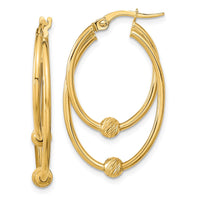 Thumbnail for 14k Gold Polished Diamond Cut Hoop Earrings