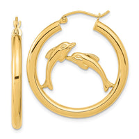 Thumbnail for 14k Polished Dolphins Hoop Earrings