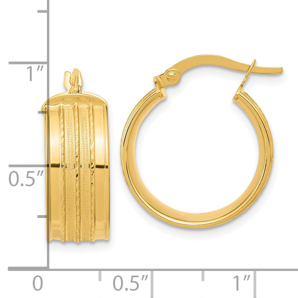 14k Polished Satin Hoop Earrings