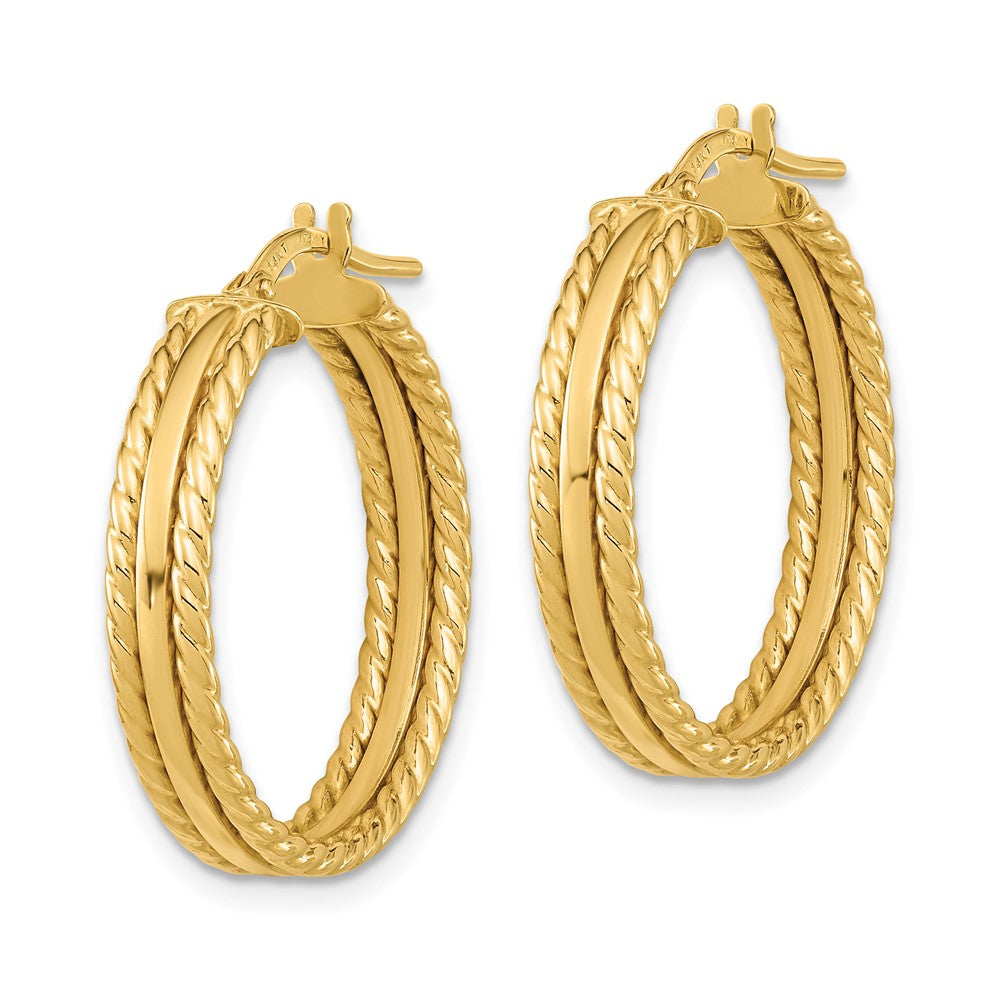 14k Polished Textured Hoops