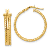 Thumbnail for 14k Polished Textured Hoops