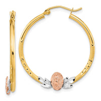 Thumbnail for 14K Tri-color Guadalupe Hoop Earrings