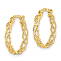 Thumbnail for 14k Gold Polished Intertwined Filigree Hoop Earrings