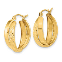 Thumbnail for 14k Polished Diamond-cut Twist Hoop Earrings