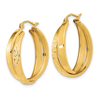 Thumbnail for 14k Polished Diamond-cut Twist Hoop Earrings