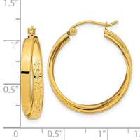 Thumbnail for 14k Polished Diamond-cut Twist Hoop Earrings