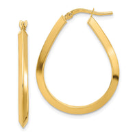 Thumbnail for 14k Polished 2.75mm Knife Edge Teardrop Shape Hoop Earrings