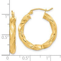 Thumbnail for 14k Polished & D/C Twist Hoop Earrings