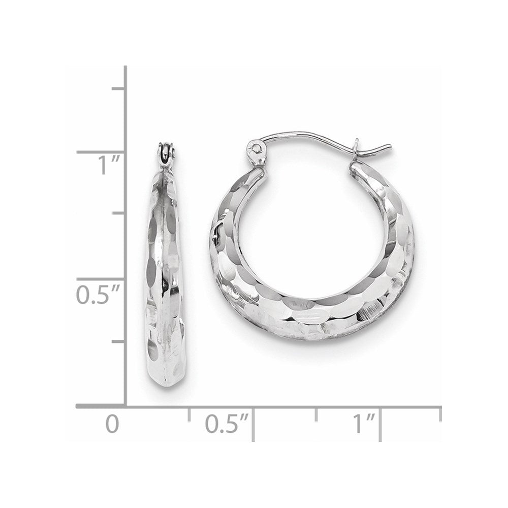 14k Polished Diamond-cut Hoop Earrings