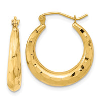 Thumbnail for 14k Polished Diamond-cut Hoop Earrings