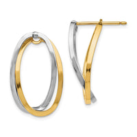Thumbnail for 14k Two-Tone Polished Versatile Oval Post Earrings