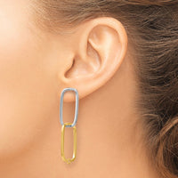 Thumbnail for 14k Two-Tone Fancy Versatile Rectangle Post Earrings