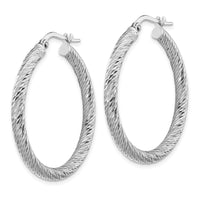 Thumbnail for 14k 3x25mm Rose Gold Diamond-cut Round Hoop Earrings