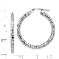 Thumbnail for 14k 3x25mm Rose Gold Diamond-cut Round Hoop Earrings