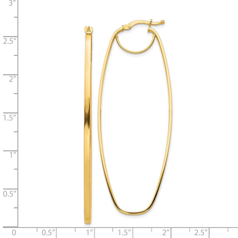 14k Polished 3mm Oval Dangle Hoop Earrings