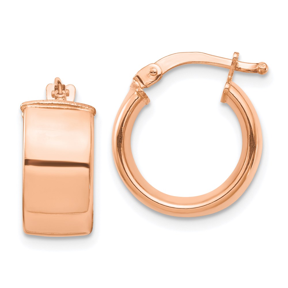 14k High Polished 7mm Hoop Earrings
