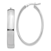 Thumbnail for 14k White Gold High Polished 7mm Oval Hoop Earrings