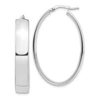 Thumbnail for 14k White Gold High Polished 7mm Oval Hoop Earrings