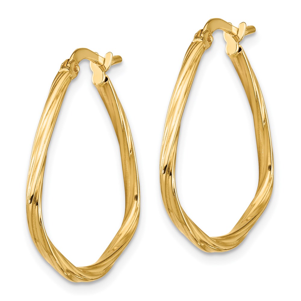 14k Polished Twisted Fancy Triangle Hoop Earrings