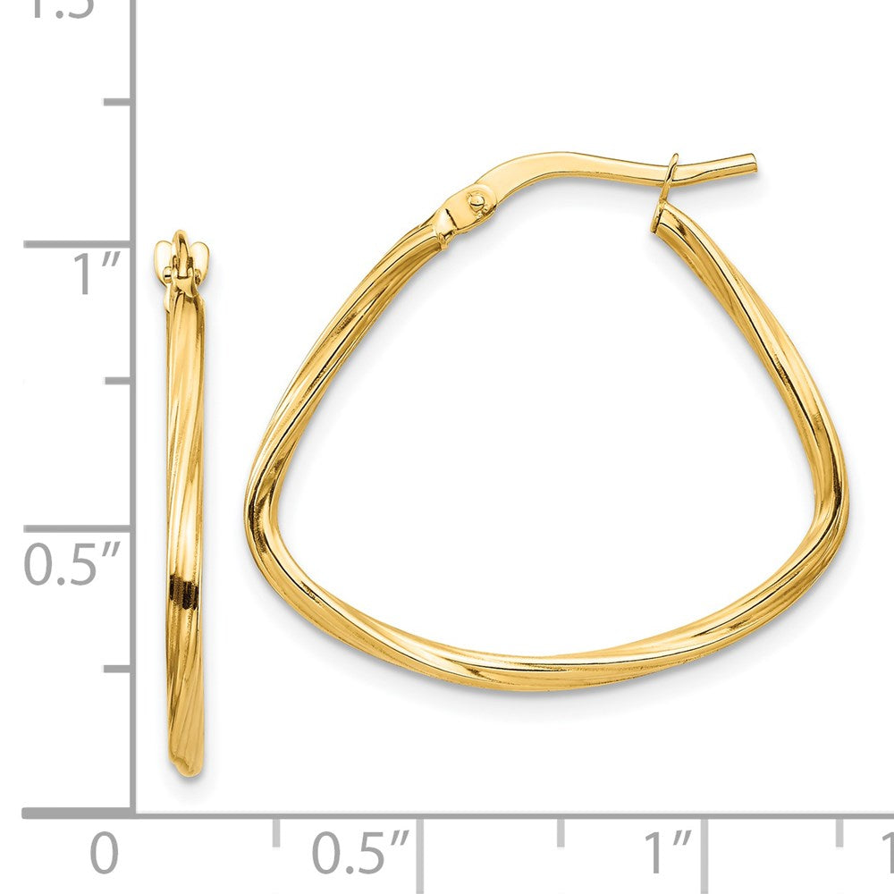 14k Polished Twisted Fancy Triangle Hoop Earrings