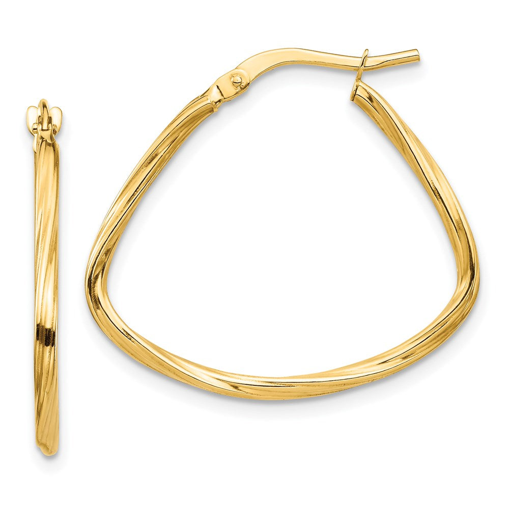14k Polished Twisted Fancy Triangle Hoop Earrings
