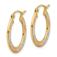 Thumbnail for 14k w/White and Rose Rhodium Diamond-cut Hoop Earrings