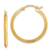 Thumbnail for 14K Polished Diamond-Cut Hoop Earrings