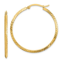 Thumbnail for 14K Polished Diamond-Cut Hoop Earrings
