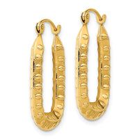 Thumbnail for 14k Polished Textured Rectangle Hoop Earrings