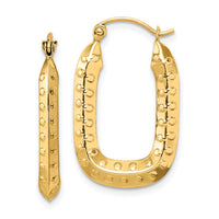 Thumbnail for 14k Polished Textured Rectangle Hoop Earrings