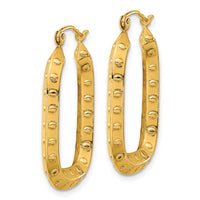 Thumbnail for 14k Polished Textured Rectangle Hoop Earrings
