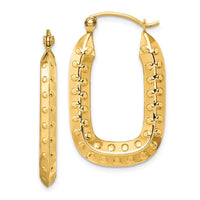 Thumbnail for 14k Polished Textured Rectangle Hoop Earrings