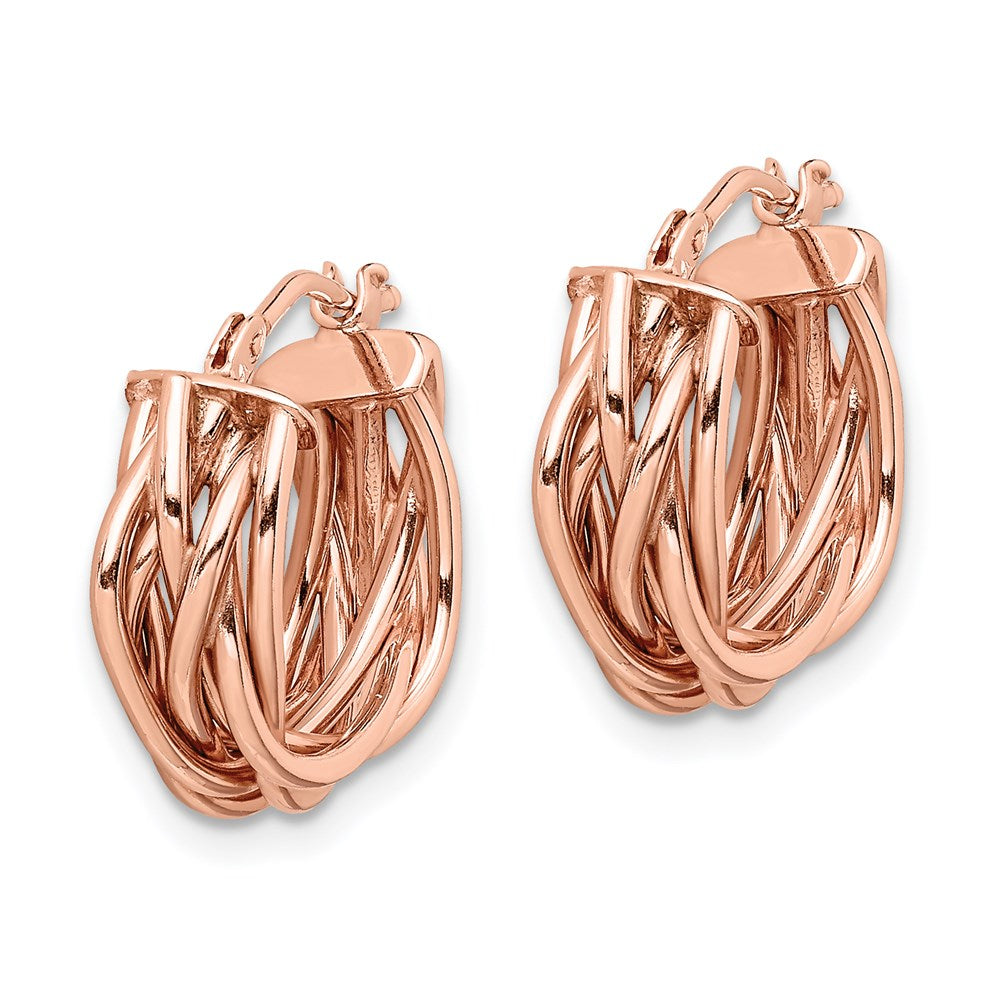 14k Rose Polished Braided Hoop Earrings