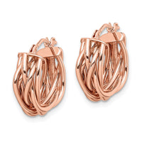Thumbnail for 14k Rose Polished Braided Hoop Earrings