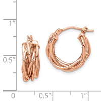 Thumbnail for 14k Rose Polished Braided Hoop Earrings