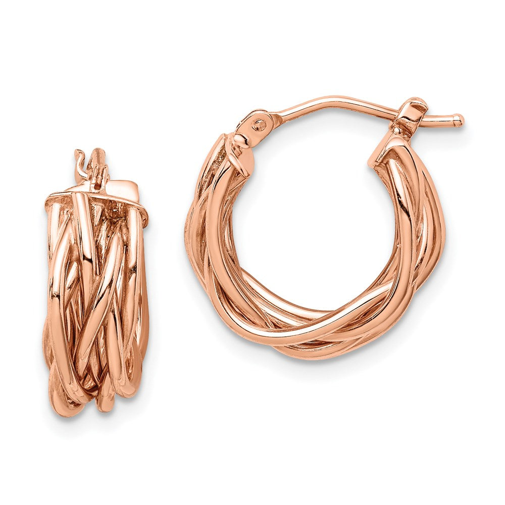 14k Rose Polished Braided Hoop Earrings