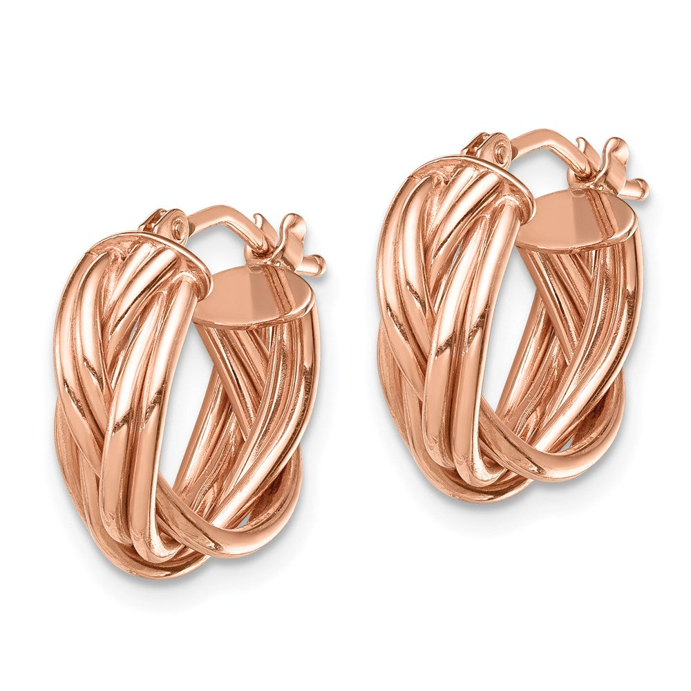 14k Rose Polished Braided Hoop Earrings