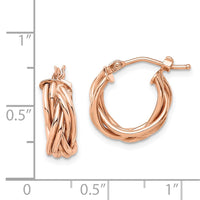 Thumbnail for 14k Rose Polished Braided Hoop Earrings