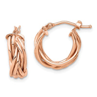 Thumbnail for 14k Rose Polished Braided Hoop Earrings