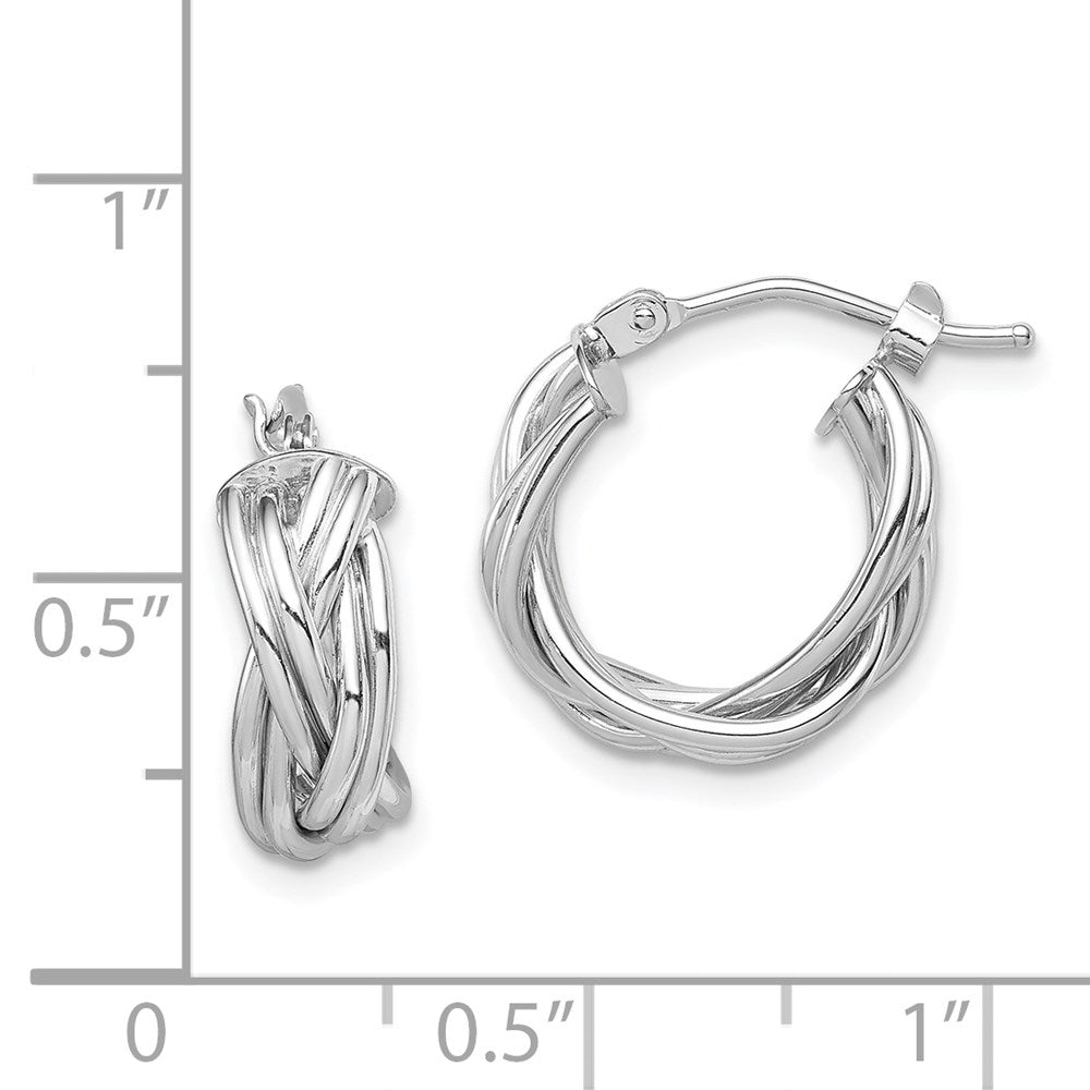 14k White Polished Braided Hoop Earrings