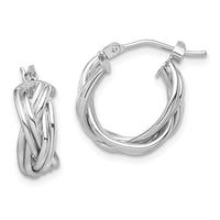 Thumbnail for 14k White Polished Braided Hoop Earrings