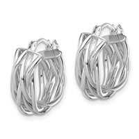 Thumbnail for 14k White Polished Braided Hoop Earrings